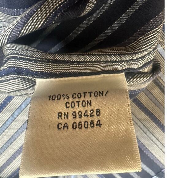 Bugatchi Uomo Blue Striped Button Down Dress Shirt sz XXL EUC - Picture 7 of 8